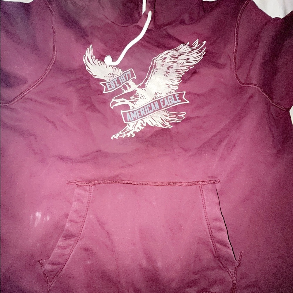 American Eagle Maroon Hoodie with Eagle Graphic